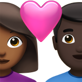 情侣: 女人男人中等-深肤色较深肤色emoji素材一 160x160像素