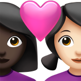 情侣: 女人女人较深肤色较浅肤色emoji素材一 160x160像素