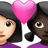 情侣: 女人女人较浅肤色较深肤色emoji素材一 160x160像素