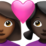 情侣: 女人女人中等-深肤色较深肤色emoji素材一 160x160像素