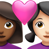 情侣: 女人女人中等-深肤色较浅肤色emoji素材一 160x160像素