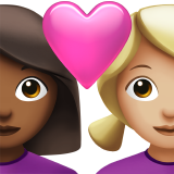 情侣: 女人女人中等-深肤色中等-浅肤色emoji素材一 160x160像素