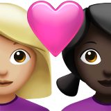 情侣: 女人女人中等-浅肤色较深肤色emoji素材一 160x160像素