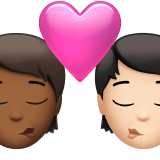 亲吻: 成人成人中等-深肤色较浅肤色emoji素材一 160x160像素
