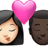 亲吻: 女人男人较浅肤色较深肤色emoji素材一 160x160像素