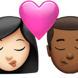 亲吻: 女人男人较浅肤色中等-深肤色emoji素材一 160x160像素