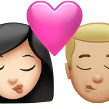 亲吻: 女人男人较浅肤色中等-浅肤色emoji素材一 160x160像素