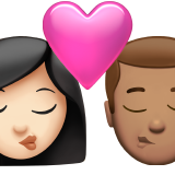 亲吻: 女人男人较浅肤色中等肤色emoji素材一 160x160像素