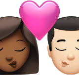 亲吻: 女人男人中等-深肤色较浅肤色emoji素材一 160x160像素
