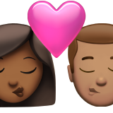 亲吻: 女人男人中等-深肤色中等肤色emoji素材一 160x160像素