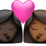 亲吻: 女人女人较深肤色中等-深肤色emoji素材一 160x160像素