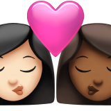 亲吻: 女人女人较浅肤色中等-深肤色emoji素材一 160x160像素
