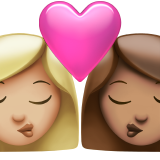 亲吻: 女人女人中等-浅肤色中等肤色emoji素材一 160x160像素