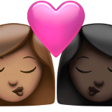 亲吻: 女人女人中等肤色较深肤色emoji素材一 160x160像素