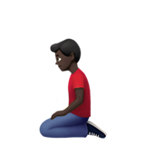跪着的男人:深色肤色emoji素材一 160x160像素