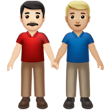 男士牵手:浅肤色,中浅肤色emoji素材一 160x160像素