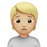 人皱眉:中等浅肤色emoji素材一 160x160像素