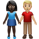 男女牵手:深色肤色,中浅肤色emoji素材一 160x160像素