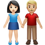 男女牵手:浅肤色,中浅肤色emoji素材一 160x160像素