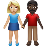 男女牵手:中浅肤色,深色肤色emoji素材一 160x160像素