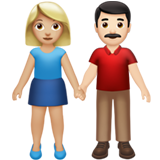 男女牵手:中浅肤色,浅肤色emoji素材一 160x160像素