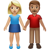 男女牵手:中浅肤色,中浅肤色emoji素材一 160x160像素