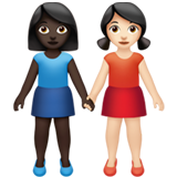 女性牵手:深色肤色,浅色肤色emoji素材一 160x160像素