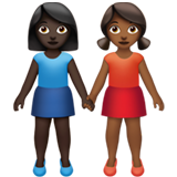 女性牵手:深色肤色,中深色肤色emoji素材一 160x160像素