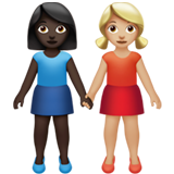 女性牵手:深色肤色,中浅肤色emoji素材一 160x160像素