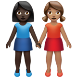 女性牵手:深色肤色,中等肤色emoji素材一 160x160像素