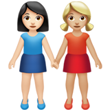 女性牵手:浅肤色,中浅肤色emoji素材一 160x160像素