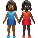女性牵手:中深色肤色,深色肤色emoji素材一 160x160像素