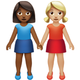 女性牵手:中暗肤色,中浅肤色emoji素材一 160x160像素