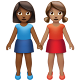 女性牵手:中深色肤色,中肤色emoji素材一 160x160像素