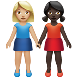 女性牵手:中浅肤色,深色肤色emoji素材一 160x160像素