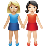 女性牵手:中浅肤色,浅肤色emoji素材一 160x160像素