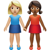 女性牵手:中浅肤色,中深肤色emoji素材一 160x160像素