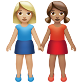 女性牵手:中浅肤色,中浅肤色emoji素材一 160x160像素