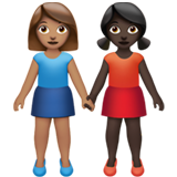 女性牵手:中等肤色,深色肤色emoji素材一 160x160像素