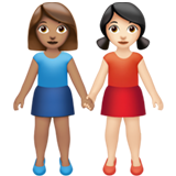 女性牵手:中等肤色,浅肤色emoji素材一 160x160像素
