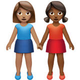 女性牵手:中等肤色,中等深色肤色emoji素材一 160x160像素