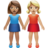 女性牵手:中等肤色,中等肤色emoji素材一 160x160像素