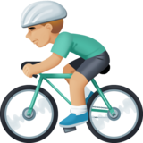 个人骑车:中等浅肤色emoji素材一 160x160像素