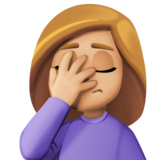 单手捂脸的人:中等浅肤色emoji素材一 160x160像素