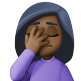 单手捂脸的人：深色肤色emoji素材一 160x160像素