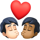 亲吻: 男人男人较浅肤色中等-深肤色emoji素材一 160x160像素