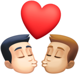 亲吻: 男人男人较浅肤色中等-浅肤色emoji素材一 160x160像素
