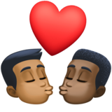 亲吻: 男人男人中等-深肤色较深肤色emoji素材一 160x160像素