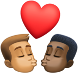 亲吻: 男人男人中等肤色较深肤色emoji素材一 160x160像素