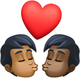 亲吻: 成人成人中等-深肤色较深肤色emoji素材一 160x160像素
